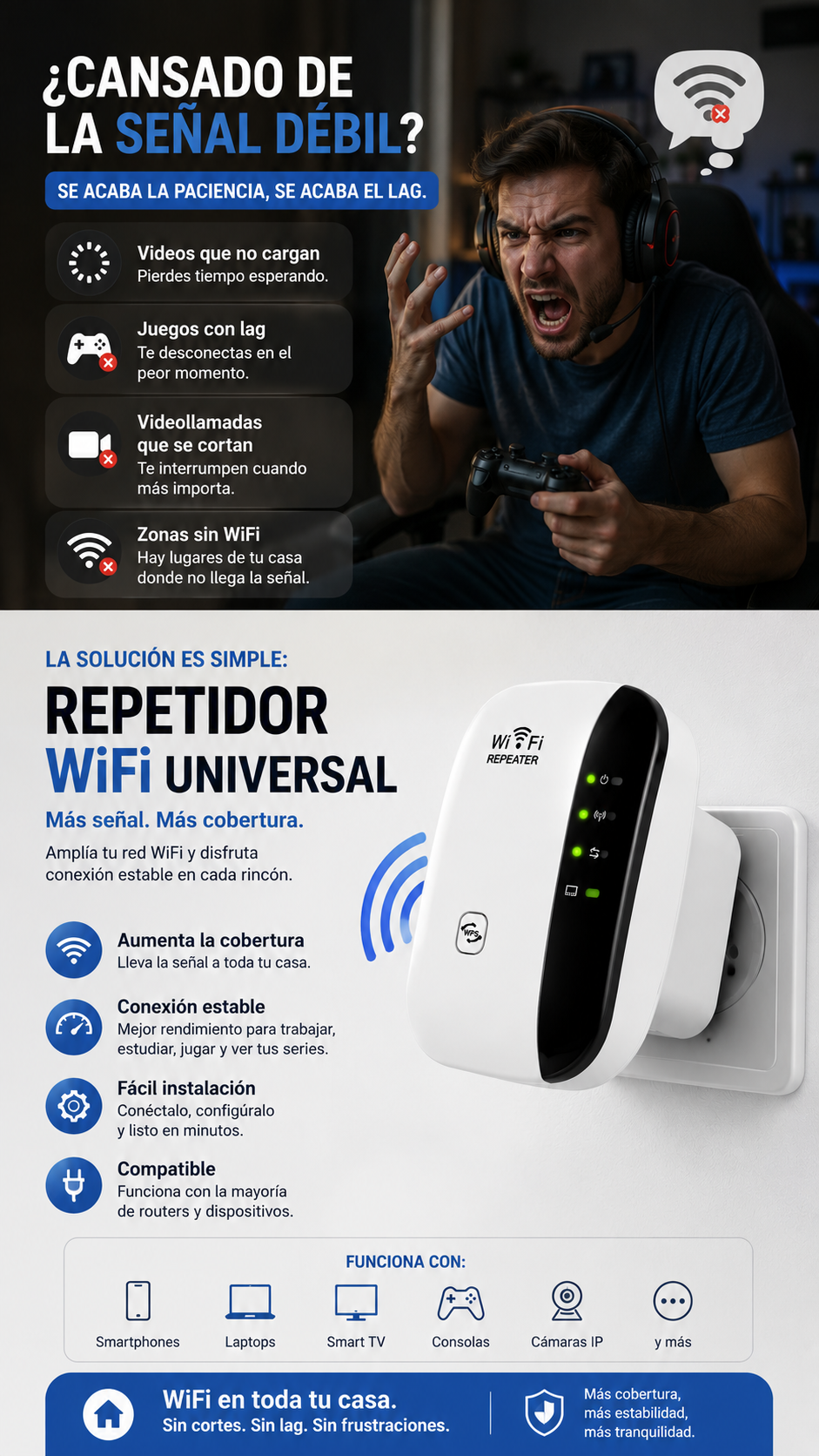 Repetidor WiFi 300 Mbps | Amplificador de Señal